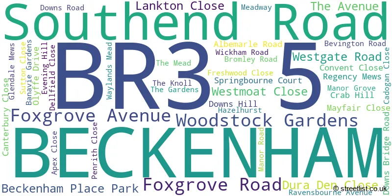 A word cloud for the BR3 5 postcode
